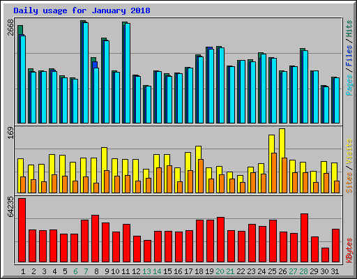 Daily usage for January 2018