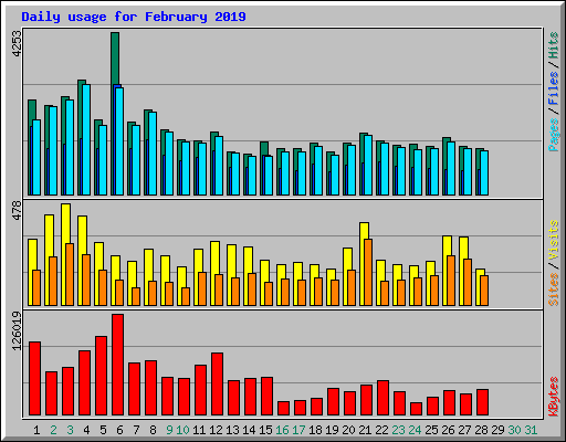 Daily usage for February 2019