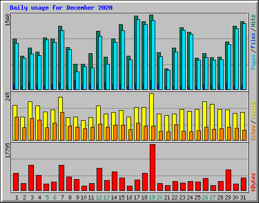 Daily usage for December 2020