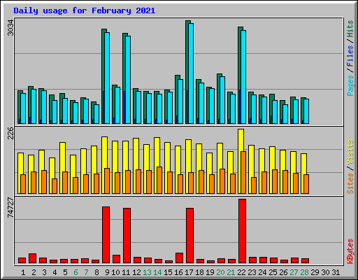 Daily usage for February 2021