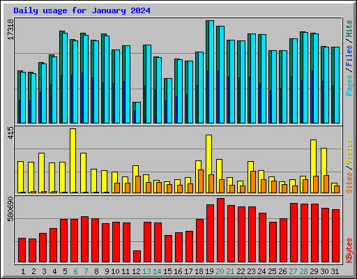 Daily usage for January 2024