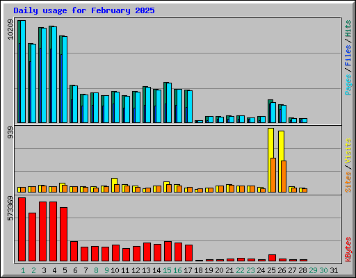 Daily usage for February 2025