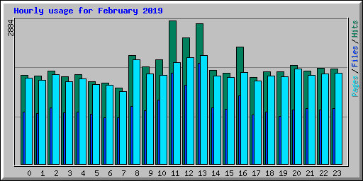 Hourly usage for February 2019